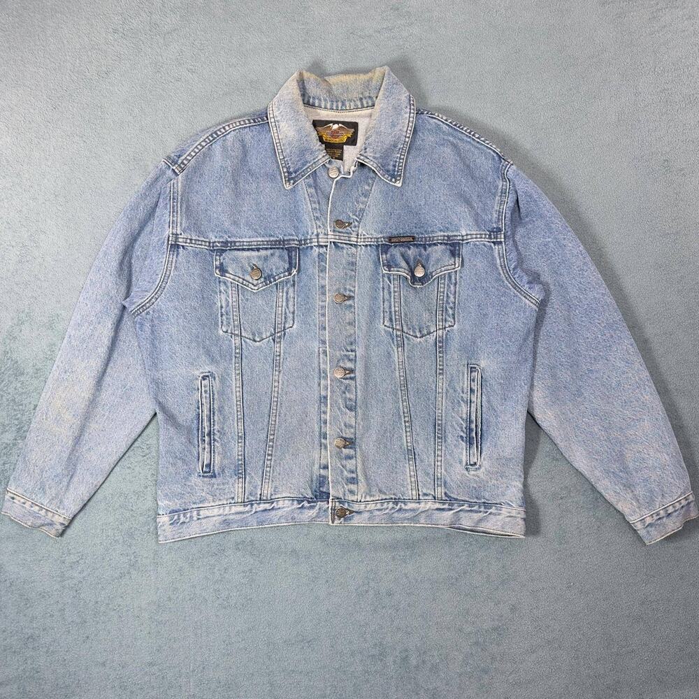 Harley-Davidson Vintage Denim Jacket American Eagle Embroidered Women's Medium
